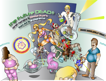 Moviegoers gather to watch The Future Dead (Ben Anders).